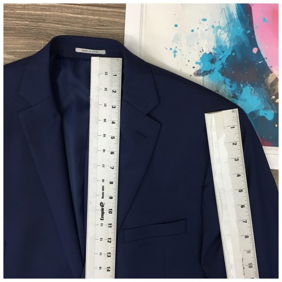 Alfani Mens Blue Blazer Sport Coat Sport Jacket 44L Slim Men Button Suit Class‎ - Picture 12 of 13
